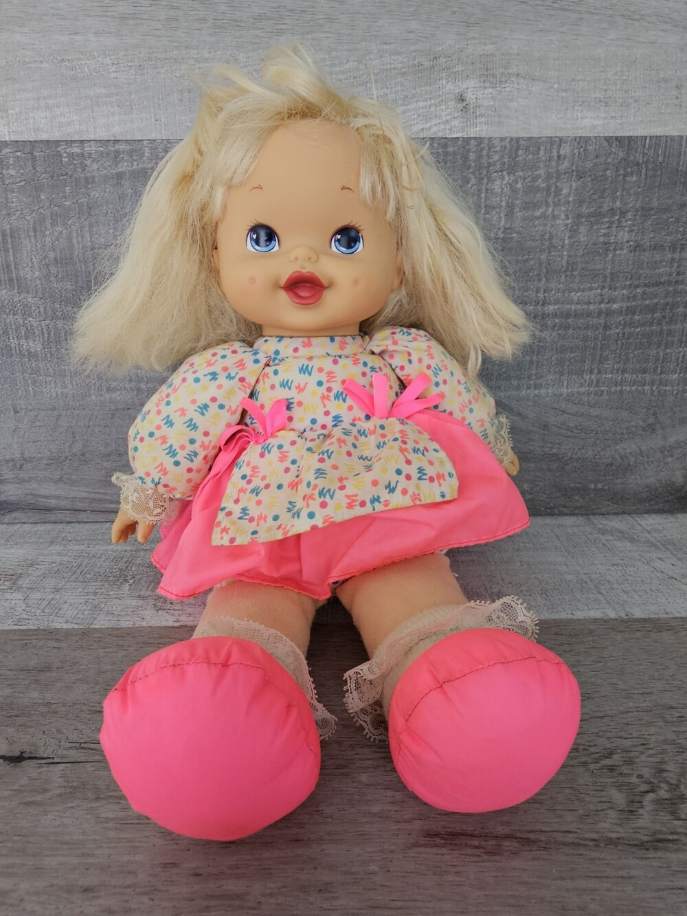 1996 Vtg Interactive American Doll Tickle Doll 15” Blonde Bouncy Baby MGA